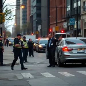 Police investigation at a shooting scene in Detroit