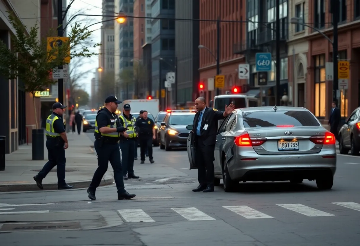 Police investigation at a shooting scene in Detroit