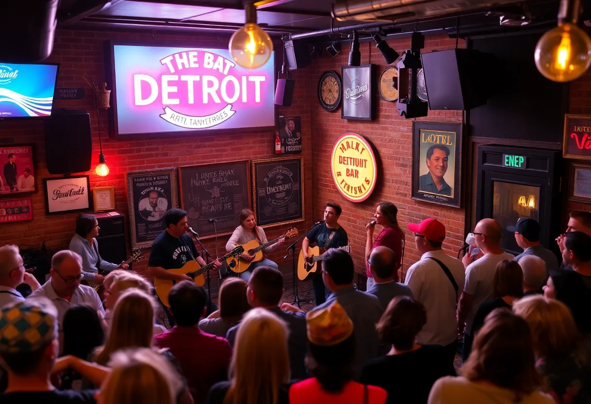 A lively Detroit bar showcasing live music performances.