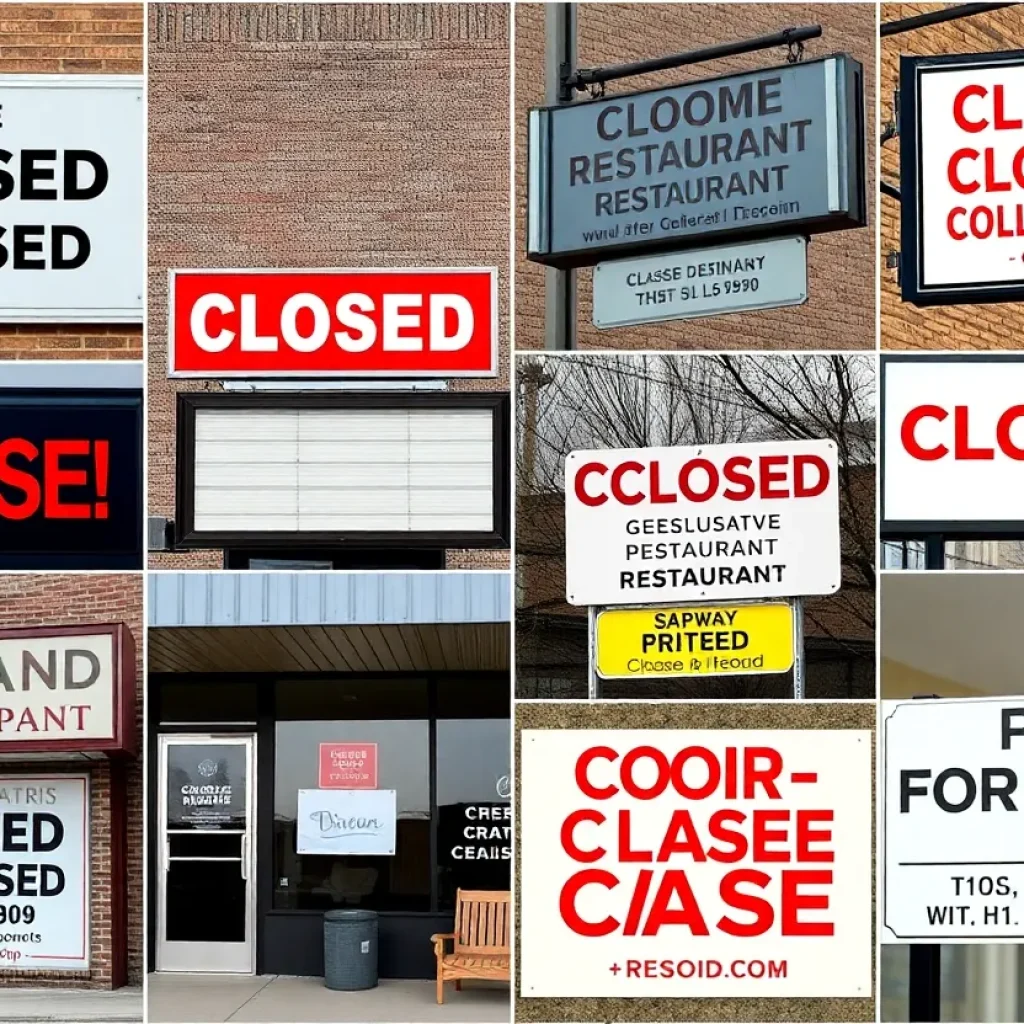 Collage of closed restaurant signs in Metro Detroit