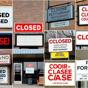 Collage of closed restaurant signs in Metro Detroit