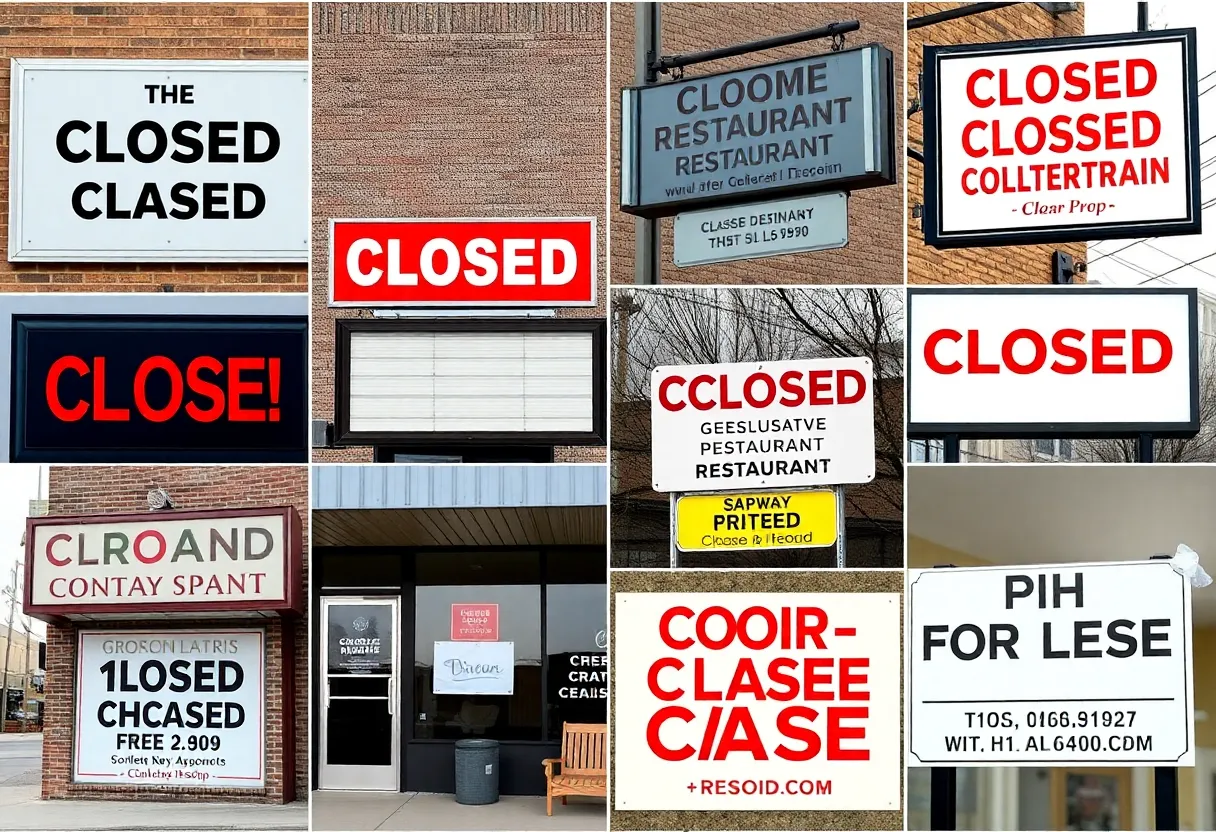 Collage of closed restaurant signs in Metro Detroit