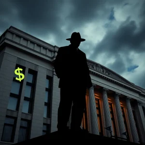 Image depicting corporate influence in politics with symbols of dark money.