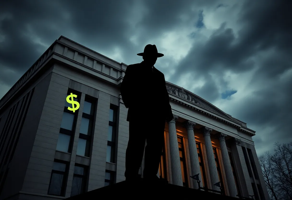 Image depicting corporate influence in politics with symbols of dark money.