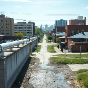 Flint Michigan water pipes and community area