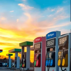 Gas stations in Michigan displaying price changes