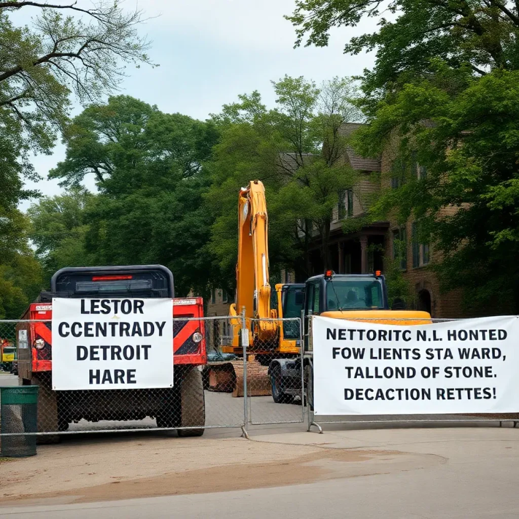 Construction equipment halted in Lafayette Park neighborhood of Detroit