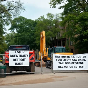 Construction equipment halted in Lafayette Park neighborhood of Detroit