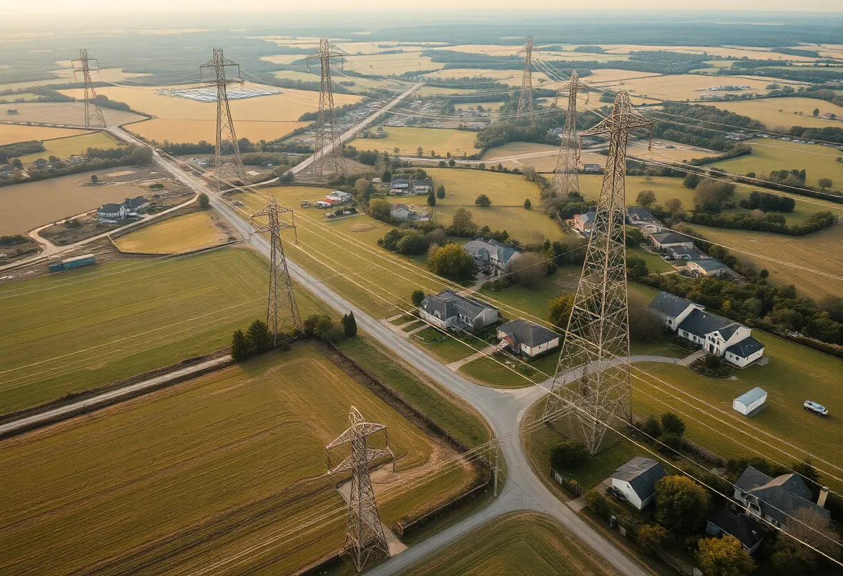 High-voltage transmission lines near residential homes in Michigan