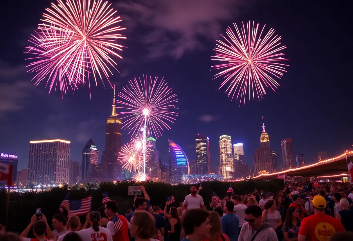 Fireworks lighting up the night sky during Independence Day in Metro Detroit.