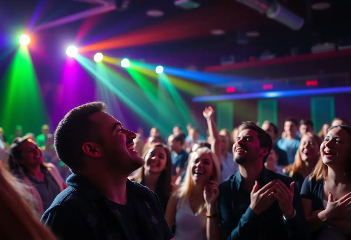 An enthusiastic audience at John Mulaney's show in Detroit