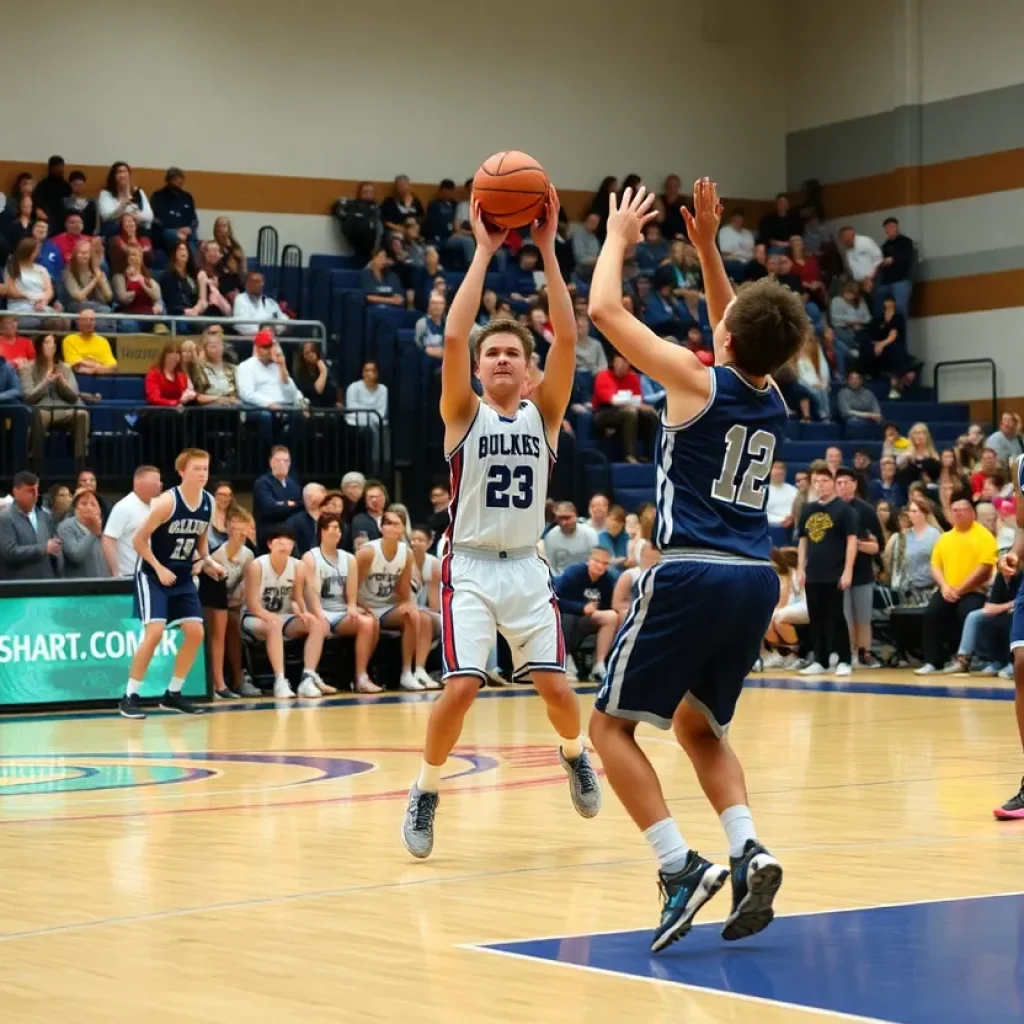 High school basketball player demonstrating skills during a game