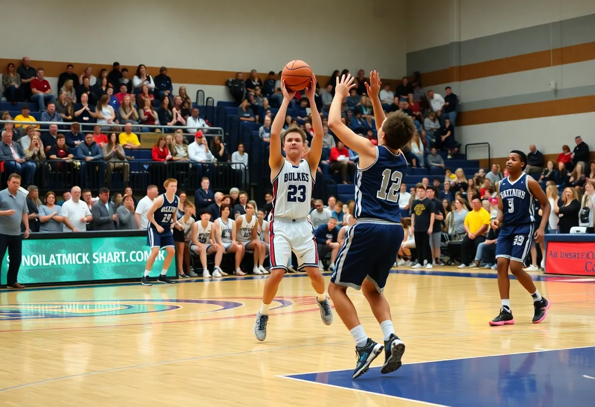 High school basketball player demonstrating skills during a game