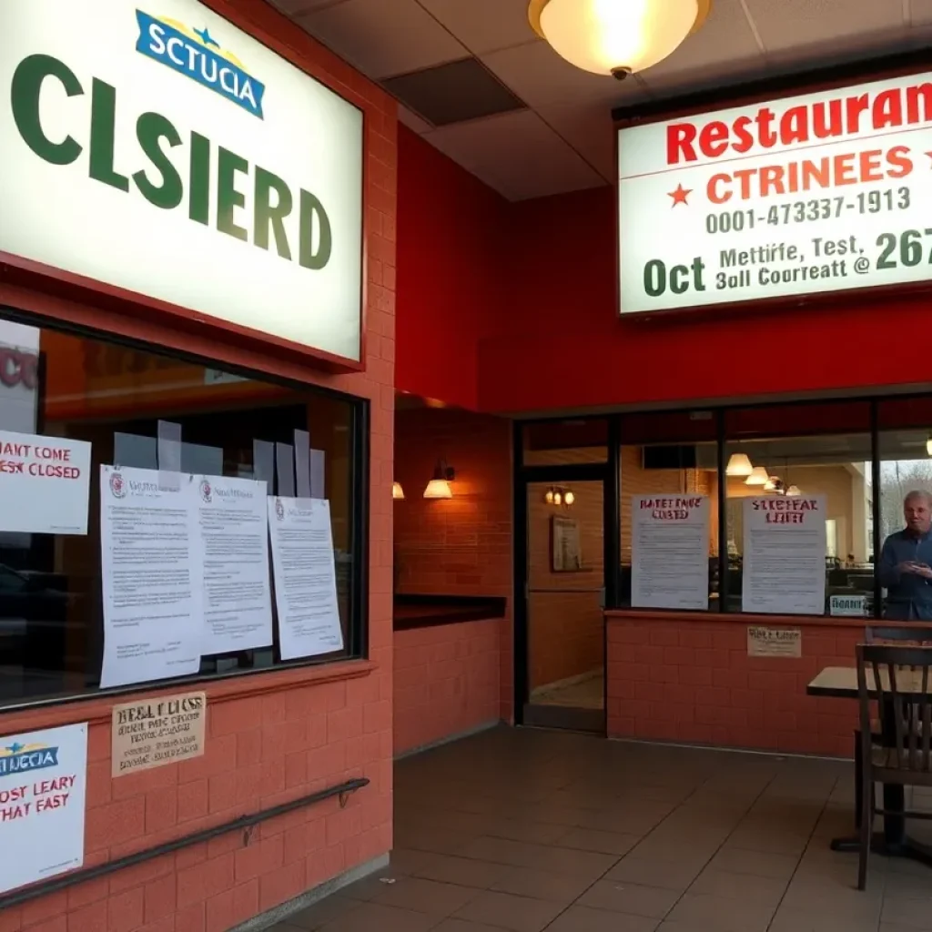 Closed restaurant with a sign in Metro Detroit