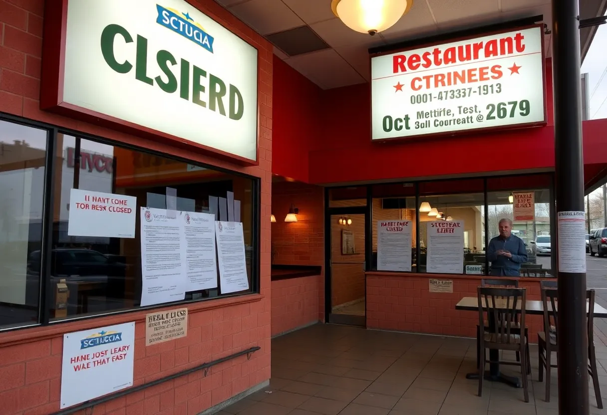 Closed restaurant with a sign in Metro Detroit
