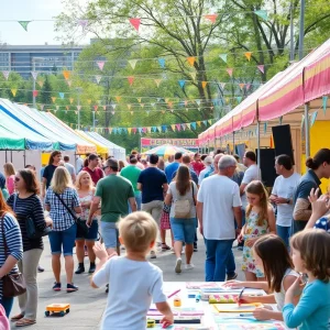 Families engaging in fun activities at a festival in Metro Detroit