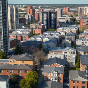 A view of residential housing in Michigan highlighting affordable and high-rent areas.