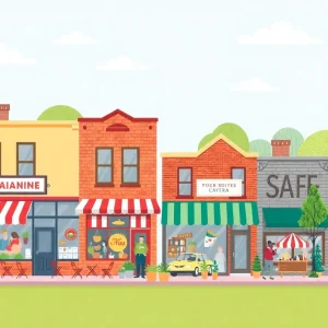 Vibrant community scene showcasing small businesses in Michigan.