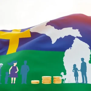 Symbolic representation of Michigan's increased unemployment benefits.