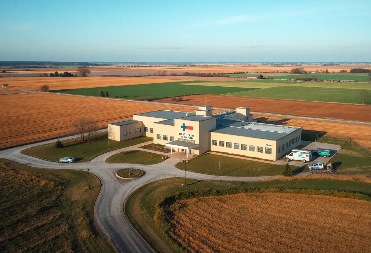 Rural hospital building in Michigan facing funding challenges.