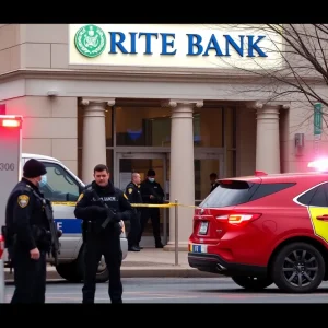 Emergency responders at the scene of a hostage situation in Saginaw Township