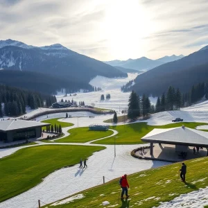 Conceptual image of Sugar Loaf Ski Resort restoration featuring winter activities.