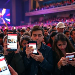 Crowd at a concert visualizing confusion over ticket purchasing.