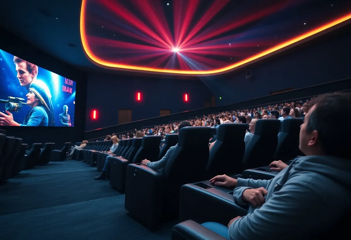 Interior view of Troy's laser IMAX theater with seating