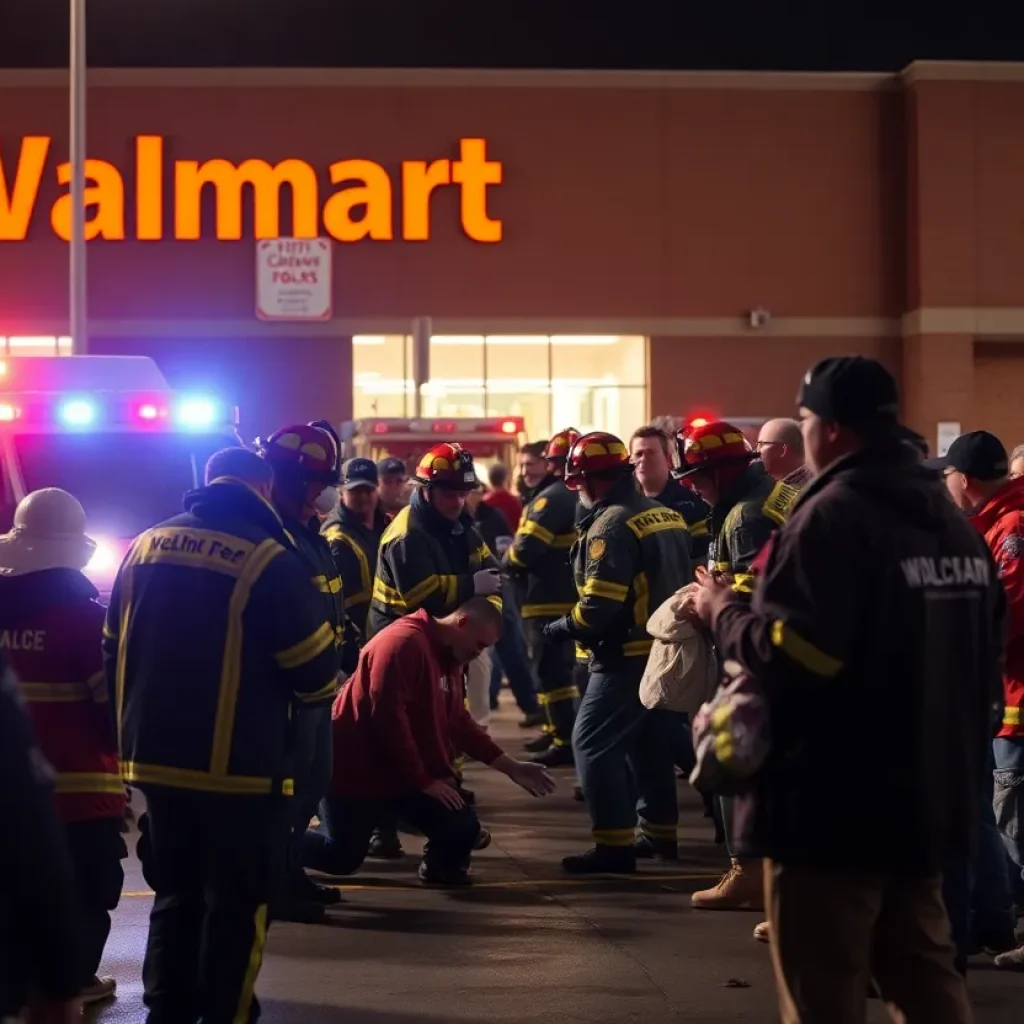 Emergency responders at Walmart after stabbing incident