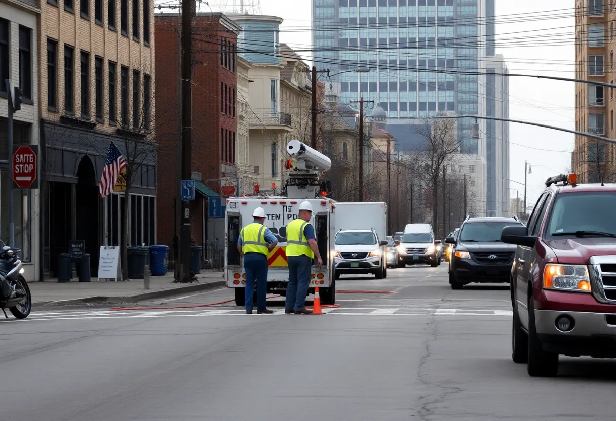 Xfinity technicians repairing fiber optic lines in Detroit