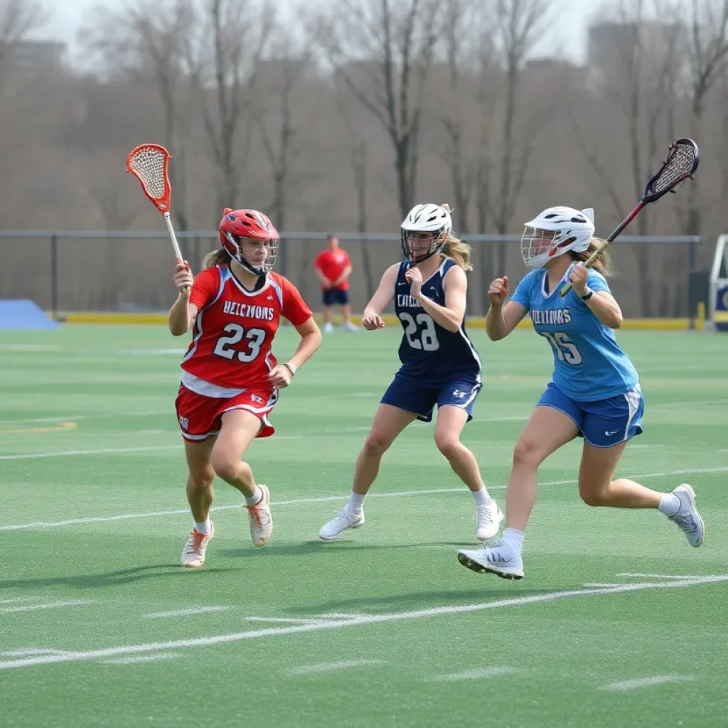 YSU women's lacrosse team in action against Central Michigan