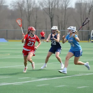 YSU women's lacrosse team in action against Central Michigan