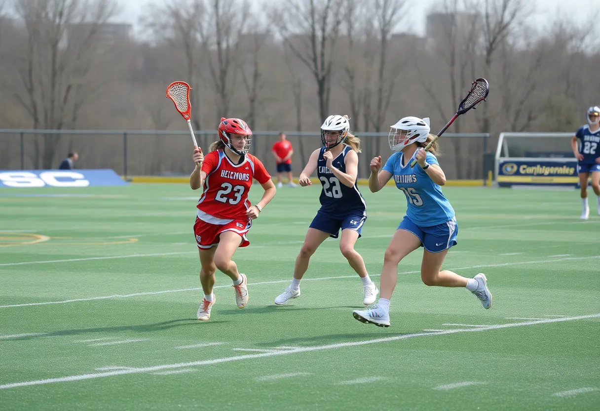 YSU women's lacrosse team in action against Central Michigan