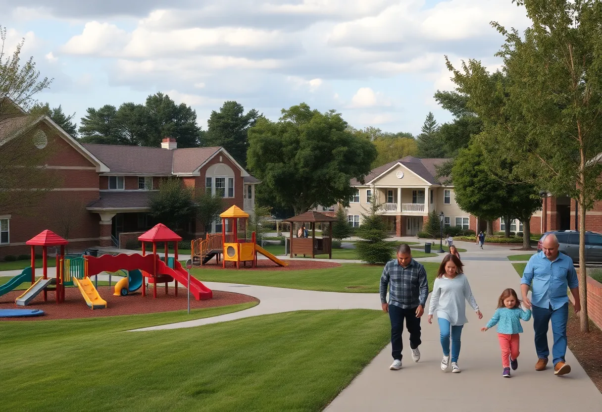Neighborhood near an elementary school, family-friendly environment