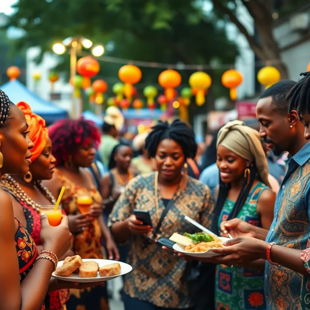 A colorful scene from the AfroFuture Detroit Festival showcasing African culture.
