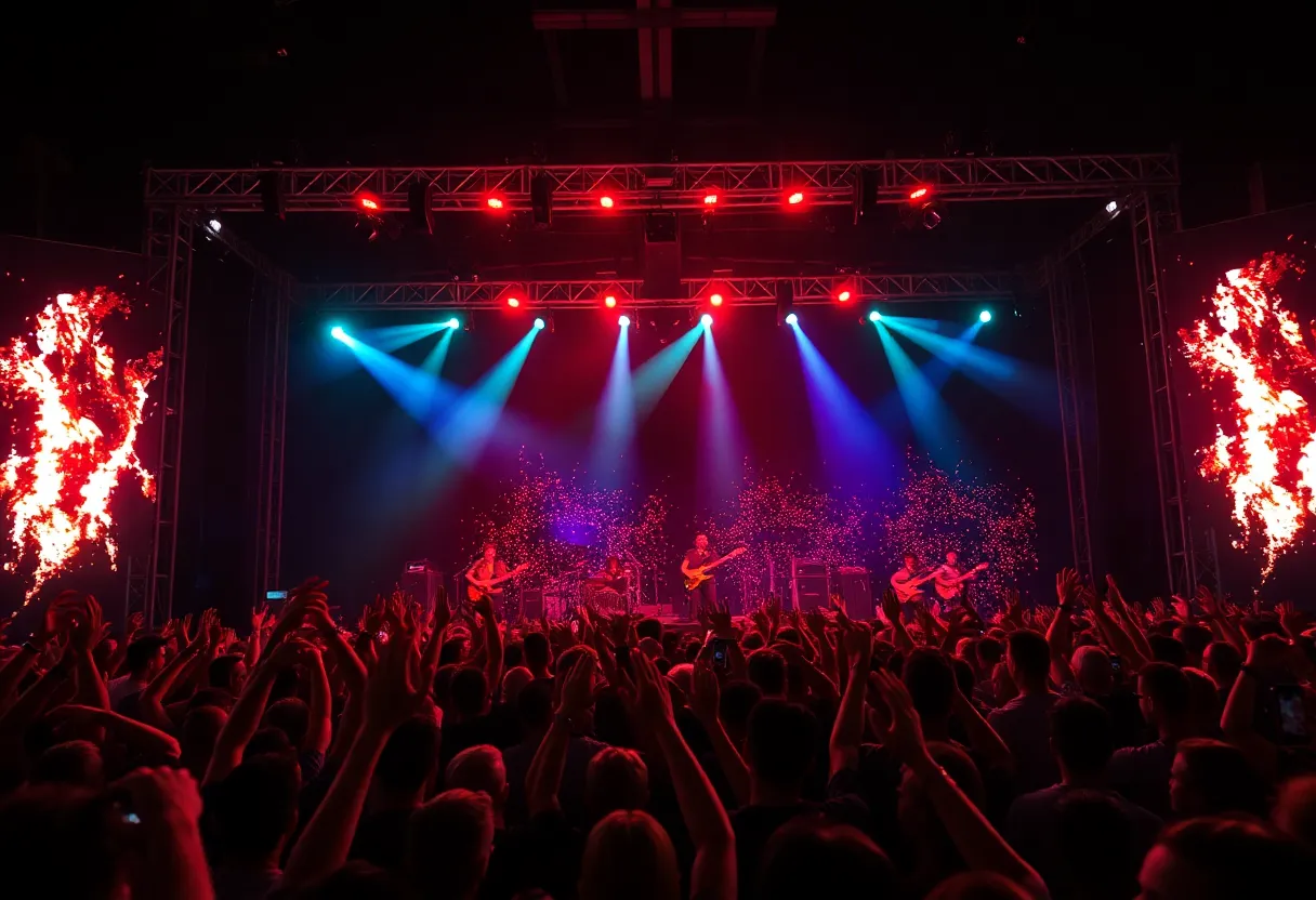Vibrant concert stage with excited crowd