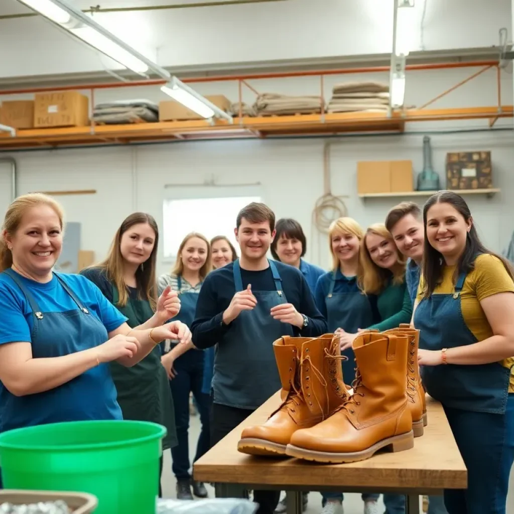 Volunteers creating sustainable boots for veterans