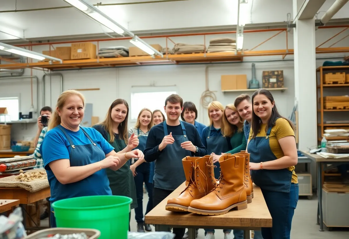 Volunteers creating sustainable boots for veterans