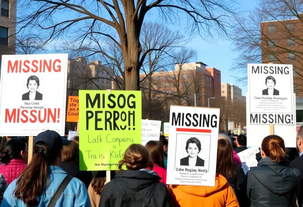 Community members gathering to discuss awareness of missing persons