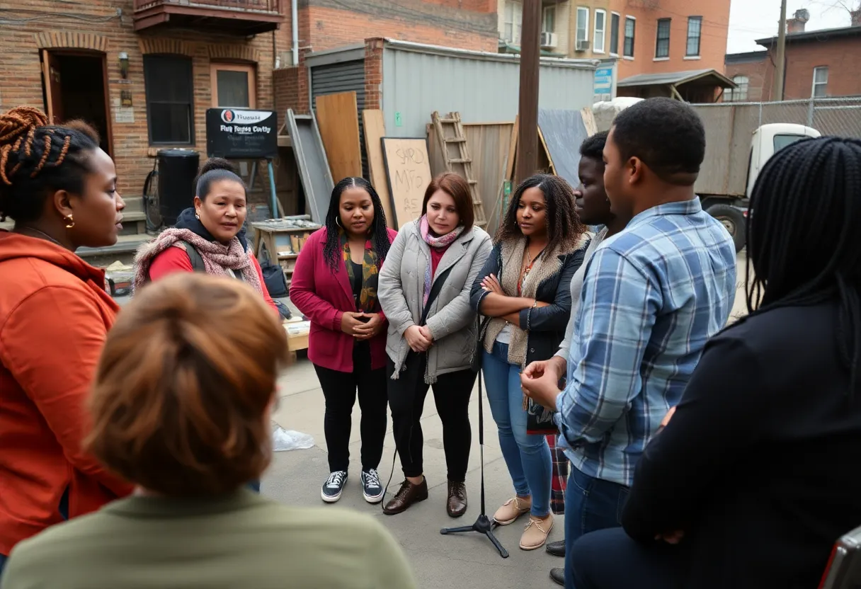 Residents participating in a community meeting about neighborhood vitality in Detroit.