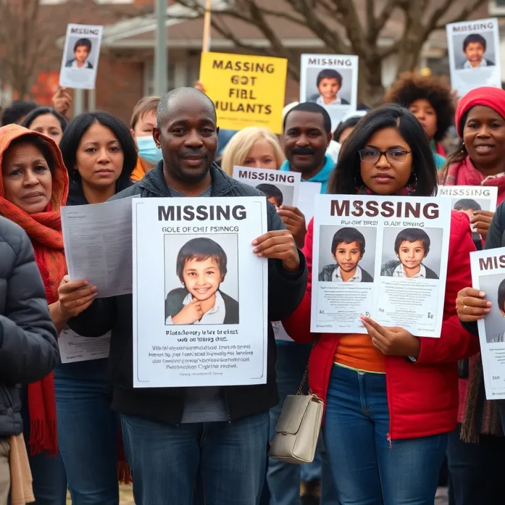 Community members distributing flyers for missing teenager in Detroit