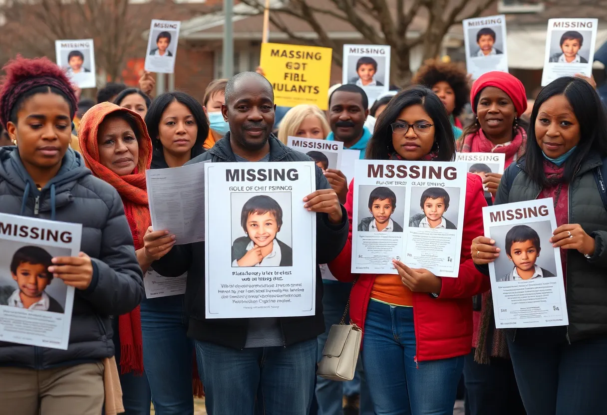 Community members distributing flyers for missing teenager in Detroit