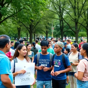 Community members engaging in a charity event promoting youth empowerment and mental health awareness.