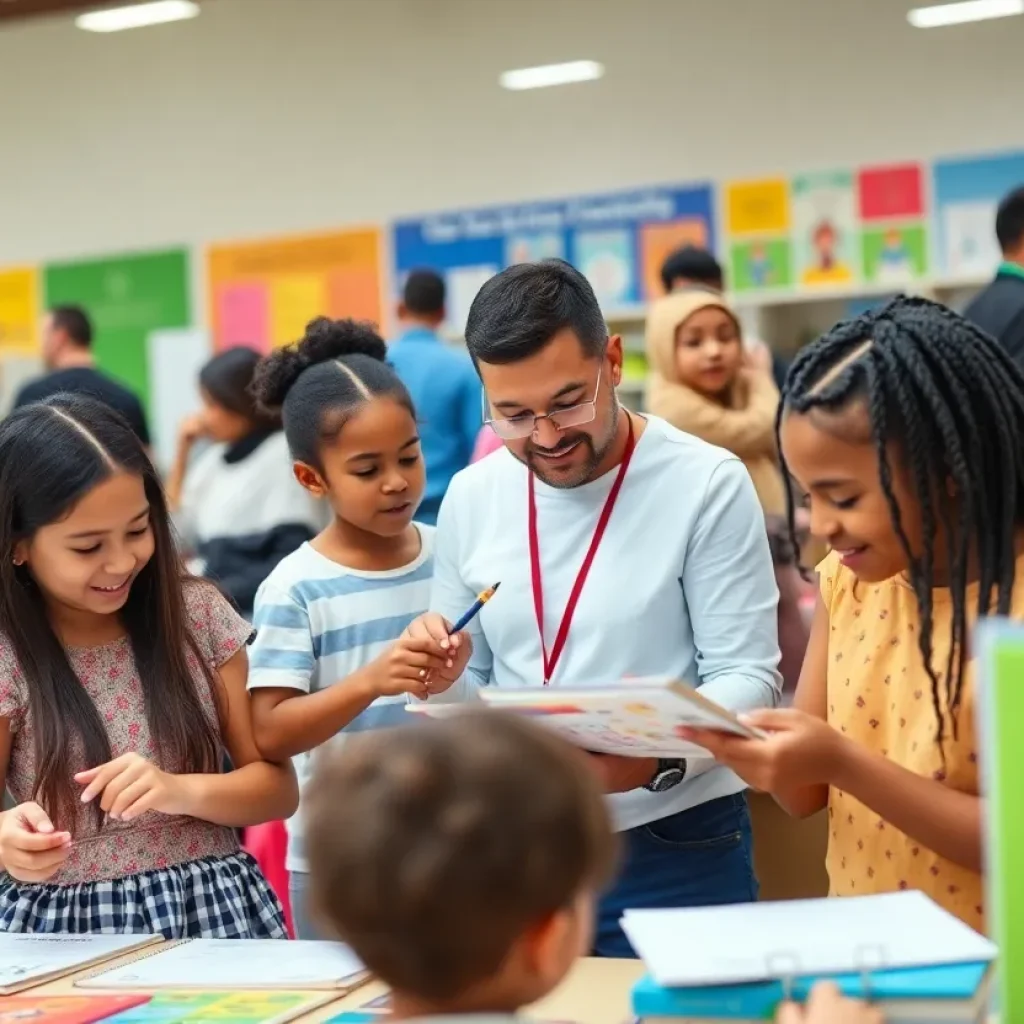Families participating in community support event for Head Start program