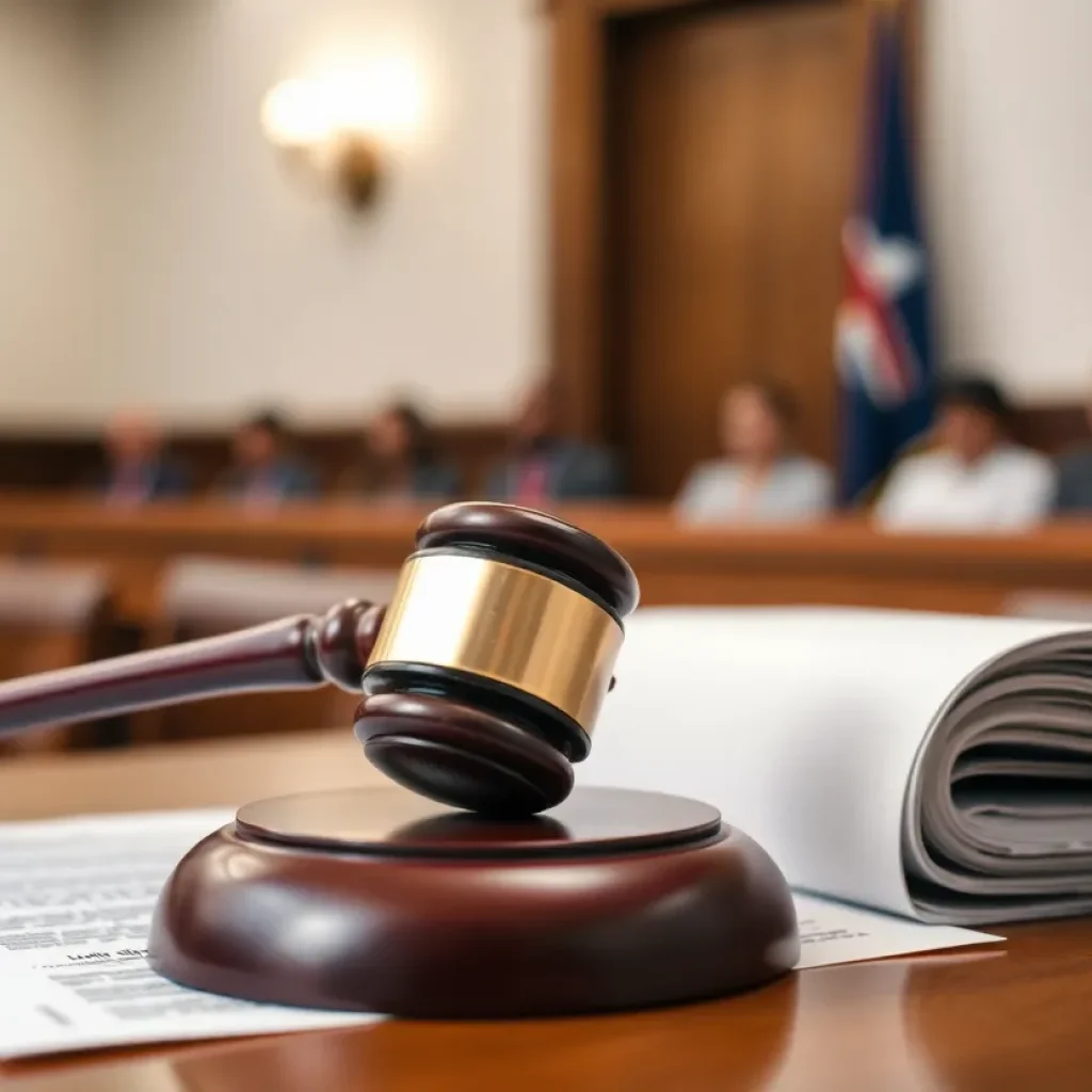 Courtroom representing health care fraud case