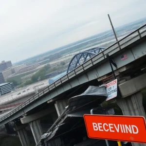 Aerial view of aging bridges needing repair in Michigan