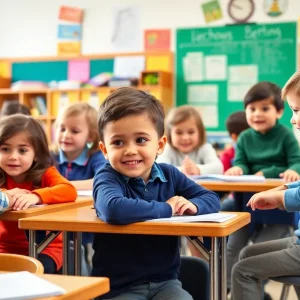 Students in a Detroit classroom preparing for the school year