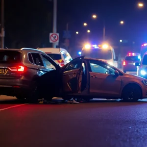 Emergency services responding to a car accident on Gratiot Avenue.