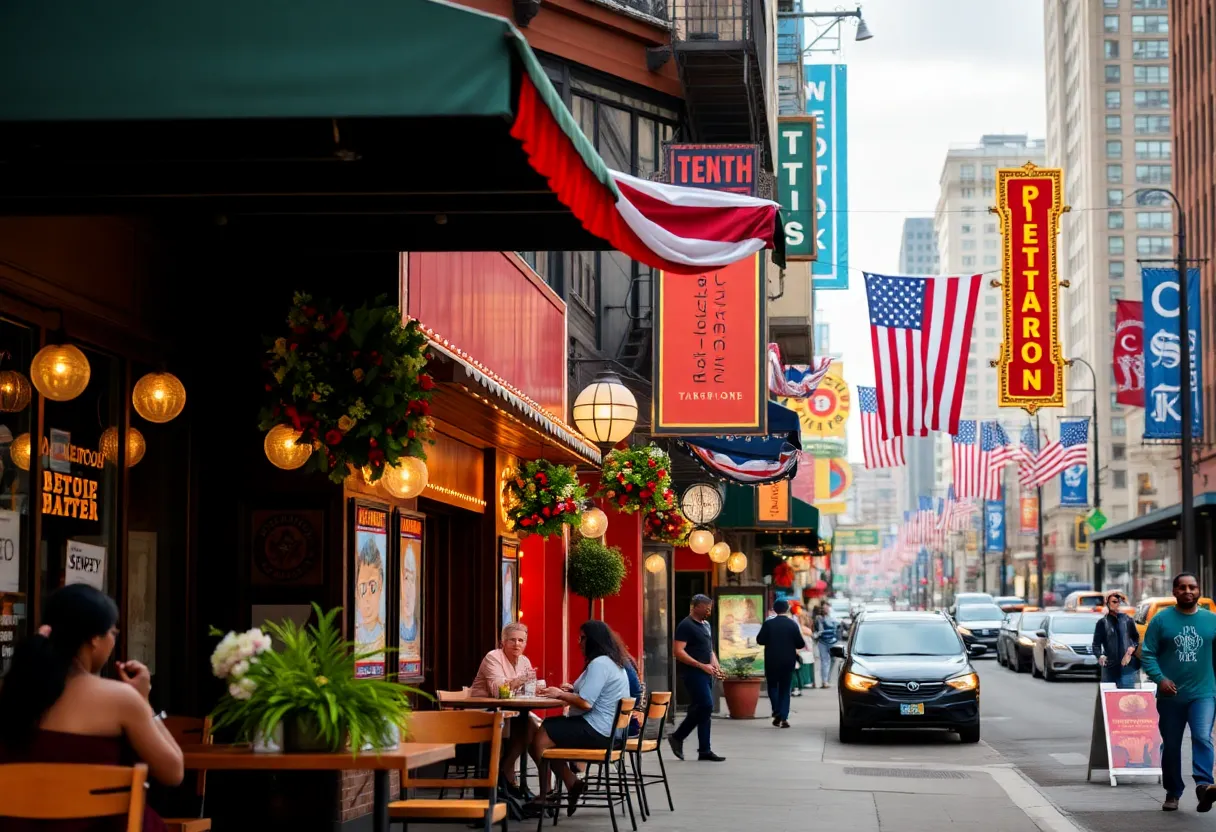 Vibrant street in Detroit illustrating cultural attractions and diverse dining options