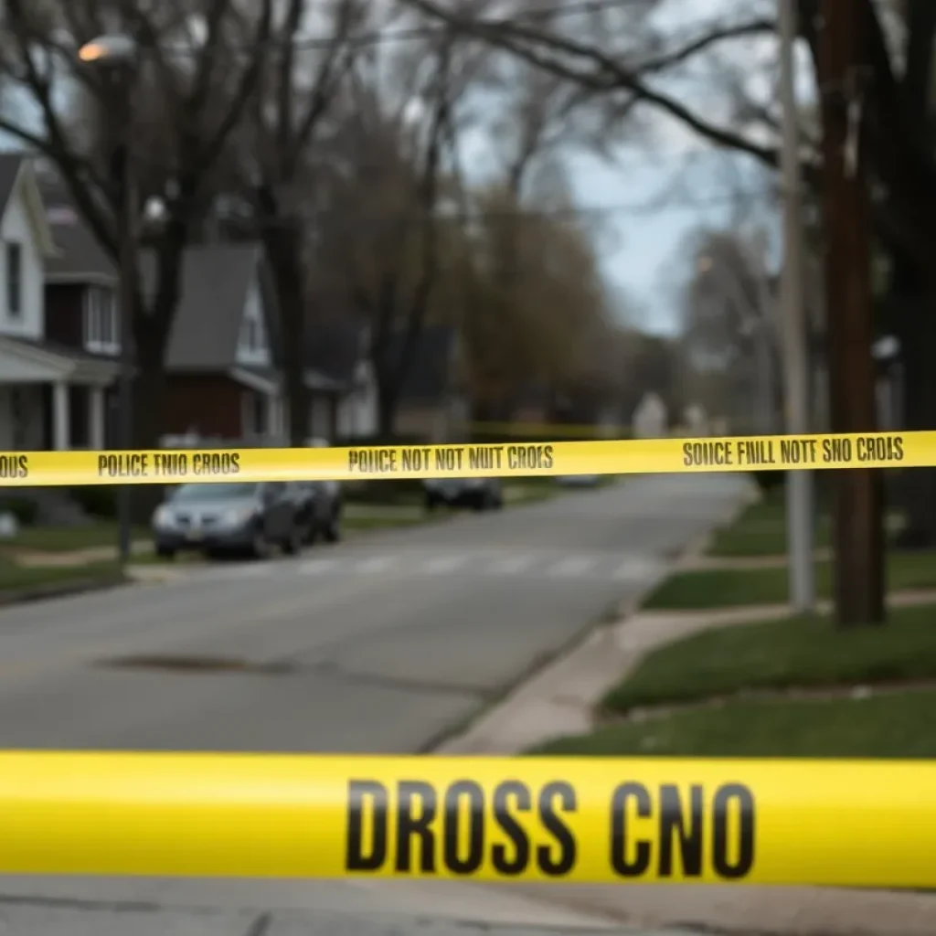 Police at a residential area in Detroit after a drive-by shooting